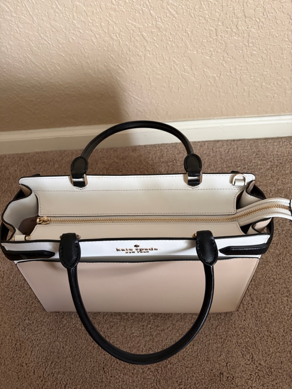 kate spade Colorblock Satchel in Blush, White & Black - Picture 7 of 9